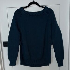 Lululemon Knit Boatneck Sweater with Side Slits in Green/Teal